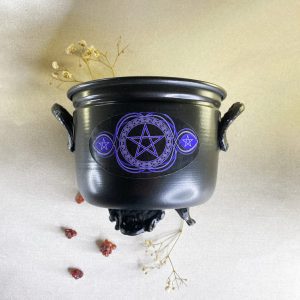 caldero-pentaculo-morado-wicca-de-metal