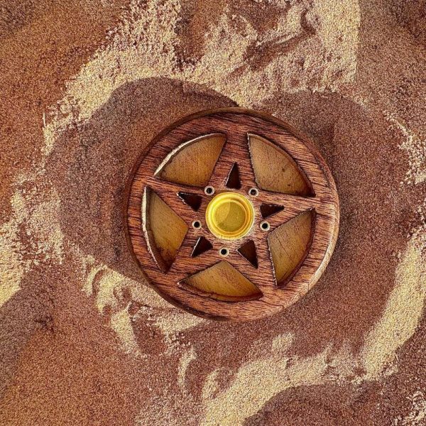 INCIENSARIO REDONDO DE MADERA PENTAGRAMA - Imagen 2